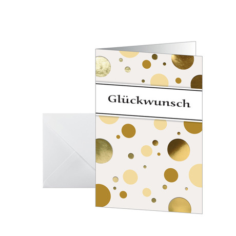 Goldene Blasen Glückwunschkarten mit weißen Umschlägen - 10+10 Stück - 115x170mm (230x170mm)