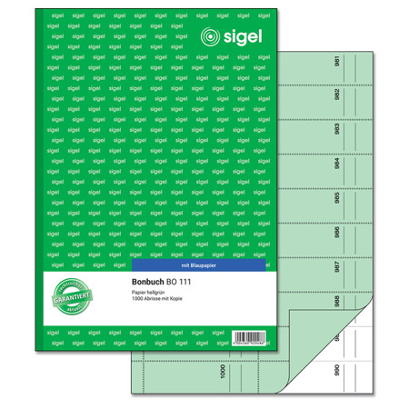Bonbuch A4 | 1000 Abrisse | hellgrün | 2 x 50 Blatt mit Blaupapier