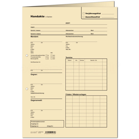 Handaktenbogen Soll/Haben - Tauenkarton 120 g/m² - chamois