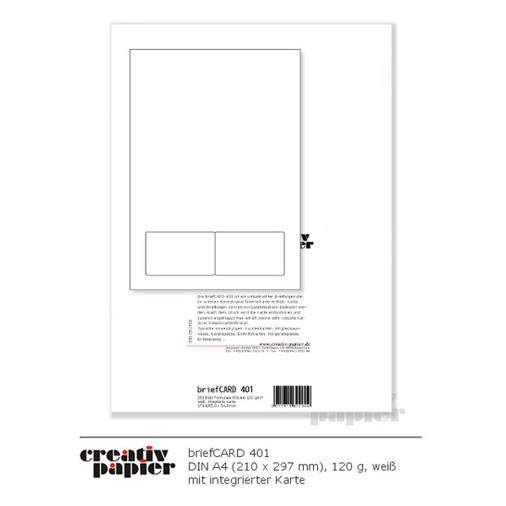 Laserbriefbogen mit Butterfly-Karte | 170x85 mm | DIN A4 | 250er Pack