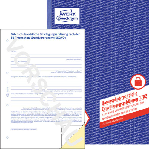 DSGVO Datenschutzrechtliche Einwilligungserklärung | A4 | 210 x 297 mm | 2 x 40 Blatt