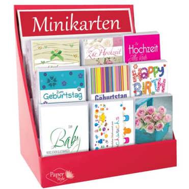 Mini Glückwunschkarten Box - 180 Karten, sortiert