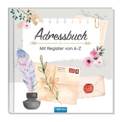 Buntes Adressbuch mit Feder - 15x15 cm