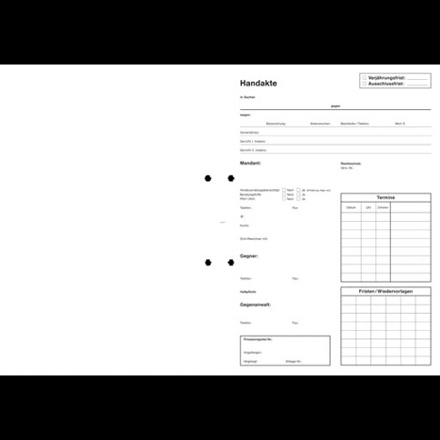 Handaktenbogen 227 - Bücherschreibpapier - Weiß