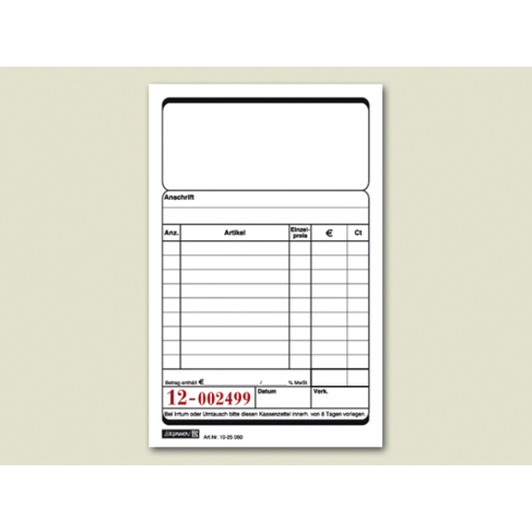 Kassenblock 10x15 cm - 2 x 50 Blatt (100 Blatt)