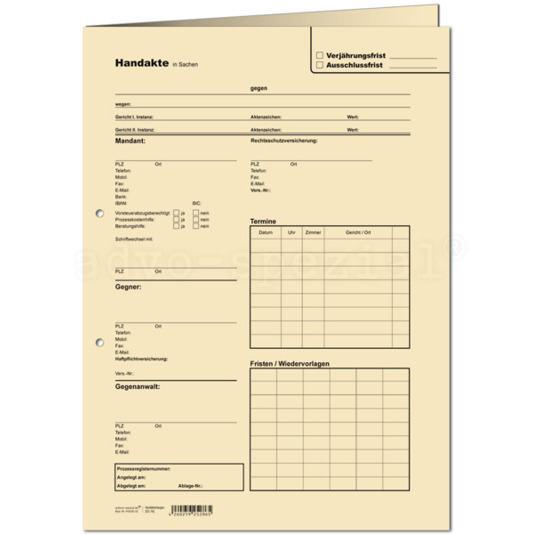 Handaktenbogen für Einnahmen/Ausgaben - Tauenkarton 120 g/m² - chamois