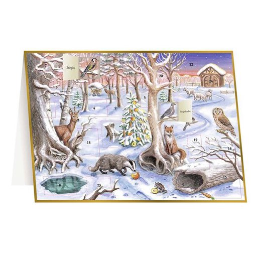 Adventskalenderkarte: Winterwald Tiere