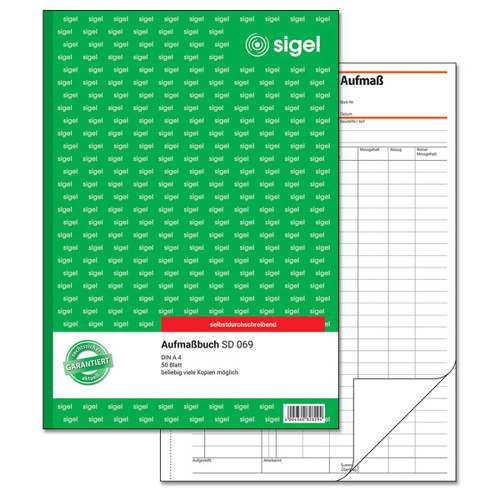 Aufmaßbuch A4 | Selbstdurchschreibend | 50 Blatt | Geschäftsbuch