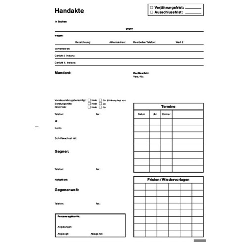 Handaktenbogen für Anwälte und Notare - Bücherschreibpapier - Weiß