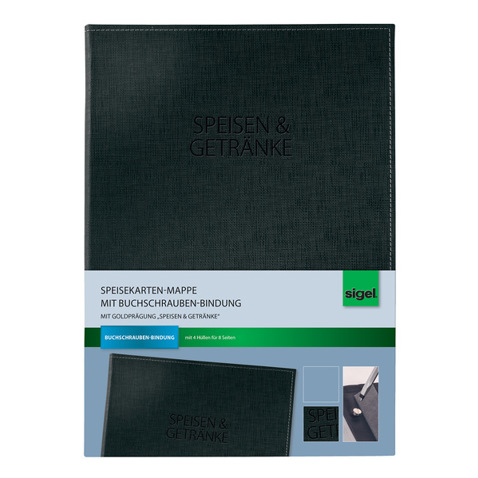 Elegante A4 Speisekartenmappe mit Buchschrauben-Bindung - Schwarz