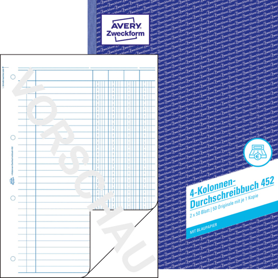 Kolonnen-Durchschreibbuch A4 210 x 297 mm - 2 x 50 Blatt