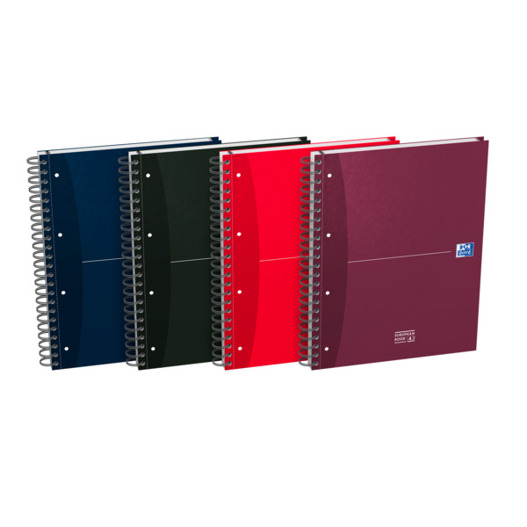 Oxford Office Essentials A4+ Hardcover Doppelspiral gebundenes Registerbuch | Liniert | 120 Blatt | Sortierte Farben | SCRIBZEE® Kompatibel